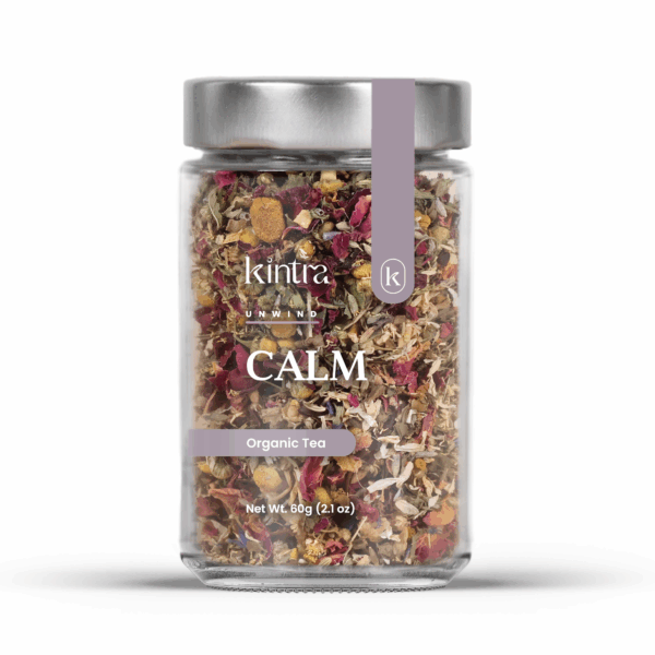 Kintra Calm organic calming loose leaf tea, 60g glass jar